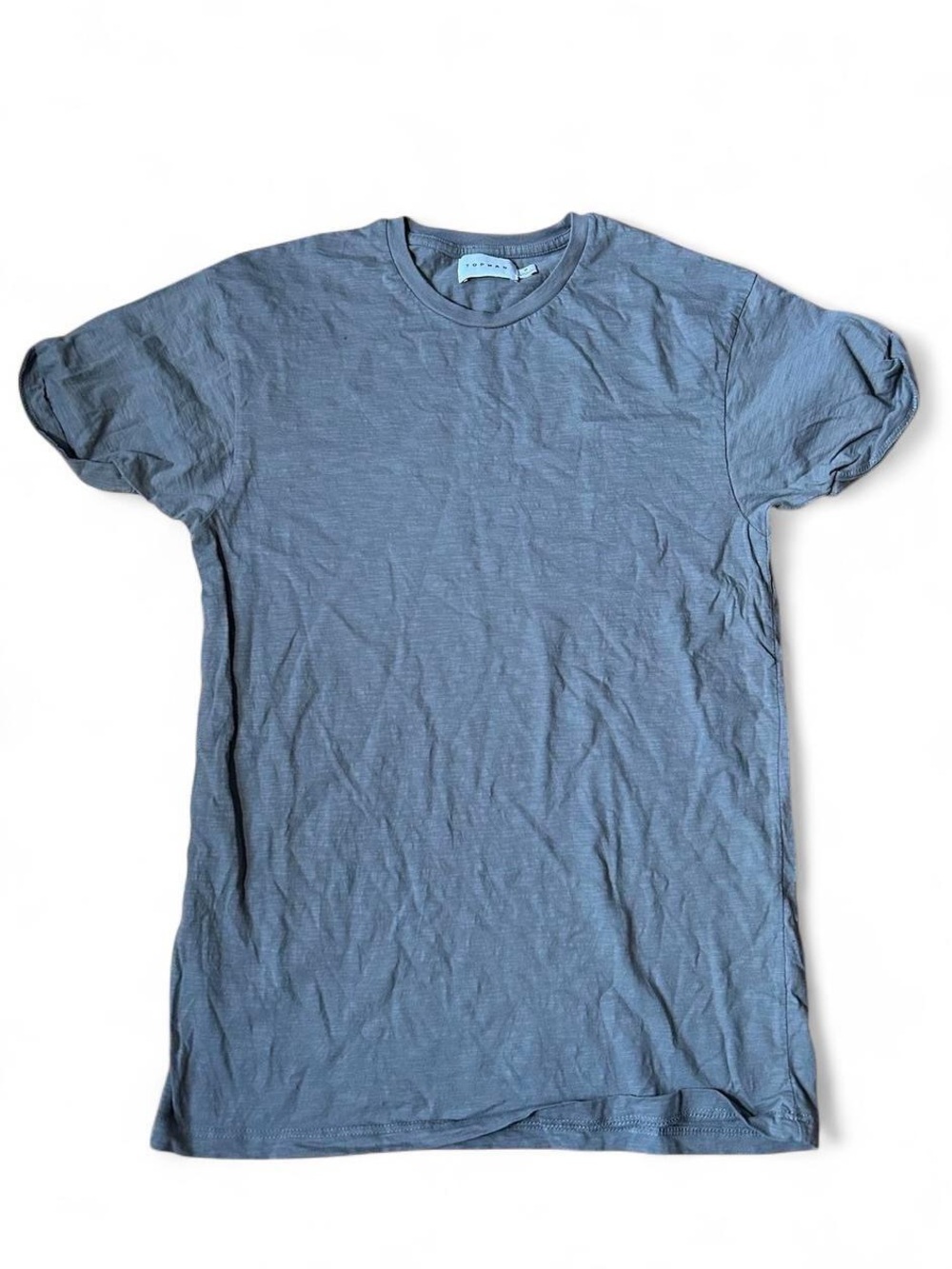 Topman Cotton Slub Crew Neck T-Shirt Slim Fit Gray Minimalist Everyday Men’s M